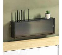 Home Boîte de Rangement Mural en Bois pour Routeur WiFi Domestique Panneau de Porte en Acrylique Plusieurs Trous de Fil Cache Box Internet Décoration(Black,45.3 * 10 * 20cm)
