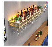Home Bottle Shelf Casier à vin Mural avec lumière LED, Support de Verre à vin inversé, Porte-Bouteille en Fer Multifonctionnel, Support à gobelet Suspendu Simple pour la Maison, Le Bar, la Salle à