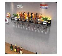 Home Bottle Shelf Casier à vin Mural avec lumière LED, Support de Verre à vin inversé, Porte-Bouteille en Fer Multifonctionnel, Support à gobelet Suspendu Simple pour la Maison, Le Bar, la Salle à