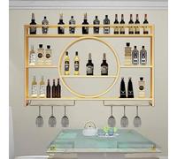 Home Bottle Shelf Casier à vin Mural Moderne, étagère à Bouteilles de vin en métal à 3 Niveaux avec Support à Verres à Pied, présentoirs de Stockage de vin multifonctionnels Suspendus, pour la