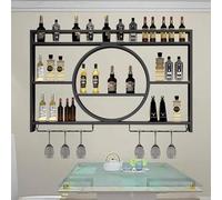 Home Bottle Shelf Casier à vin Mural Moderne, étagère à Bouteilles de vin en métal à 3 Niveaux avec Support à Verres à Pied, présentoirs de Stockage de vin multifonctionnels Suspendus, pour la