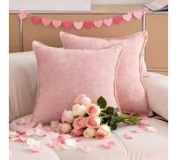 Home Brilliant Housses de coussin en tricot gaufré 45 cm x 45 cm - Housse de coussin chenille douce comme un nuage rose poudré pour canapé-lit
