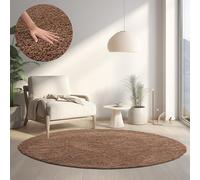 Home by Home Tapis doux et épais style shaggy moderne Uni Plusieurs formes et tailles disponibles, 100 % polypropylène, moka, 160 cm Rund