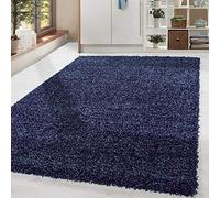 Home by Home Tapis doux et épais style shaggy moderne Uni Plusieurs formes et tailles disponibles, 100 % polypropylène, bleu marine, 100x200 cm