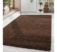 Home by Home Tapis doux et épais style shaggy moderne Uni Plusieurs formes et tailles disponibles, 100 % polypropylène, marron, 140x200 cm