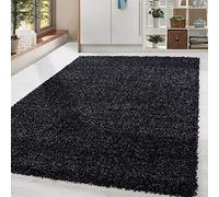Home by Home Tapis doux et épais style shaggy moderne Uni Plusieurs formes et tailles disponibles, 100 % polypropylène, Anthracite, 140x200 cm
