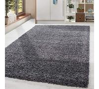 Home by Home Tapis doux et épais style shaggy moderne Uni Plusieurs formes et tailles disponibles, 100 % polypropylène, gris, 140x200 cm