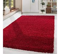 Home by Home Tapis doux et épais style shaggy moderne Uni Plusieurs formes et tailles disponibles, 100 % polypropylène, Red, 100x200 cm