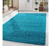 Home by Home Tapis doux et épais style shaggy moderne Uni Plusieurs formes et tailles disponibles, 100 % polypropylène, Turkis, 140x200 cm