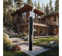 Home Care Commerce Douche solaire 42 l - Sac de douche d'extérieur pour jardin et camping, réservoir en acier émaillé noir, auto-chauffante, 2,10 m, avec pommeau de douche et mitigeur