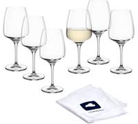 Home Cesti 040970 Lot De 6 Verres À Vin Blanc Avec Chiffon De Polissage,360 Ml,Passent Au Lave-Vaisselle,Résistants Aux Chocs,Élégants,À Pied Bas,Adaptés À Un Usage Quotidien