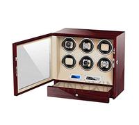 Home Chandelier 6+0 Automatic Wood Watch Winder Remote Control LCD Touch Screen Rotation Winders with Drawer Lock LED Ambient Light Little Surprise