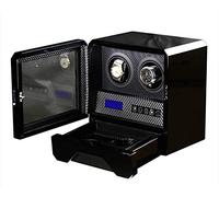 Home Chandelier Automatic Watch Winder 2+2 Automatic Wood Watch Winder Remote Control LCD Touch Screen Rotation Winders Deluxe Silent Motor Pine Box LED Ambient Light-with Drawer Lock 2020 Little