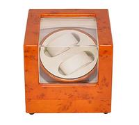 Home Chandelier Double Watch Winder for 2 Watches Wooden,Watch Winder for Automatic Watches 2 Watches Winders Display Box Storage Case Yellow Little Surprise