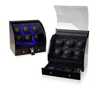 Home Chandelier Watch Accessories Piano Paint Watch Winder with LED Lights Shaking Watch Box Mechanical Watch Box Automatic Watch Motor Box for 6Wrist Watches Little Surprise