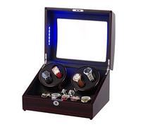 Home Chandelier Wood Unisex Watch Winder, LED Ambient Light Rotation Winders Deluxe Silent Motor Pine Box with Lock 2 Power Supply Mode Little Surprise
