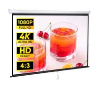 Home Cinéma Écran Vidéoprojecteur Bureau Écran De Projecteur, Manuel À La Tire, Fixation Mur/Plafond, Protection Oculaire Diffuse, Angles De Vision 160 °, Réglable De Hauteur Toile(60inch 4:3)