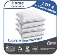 HOME COLLECTION Lot de 4 Oreillers Moelleux Economique 60x60cm - Blanc