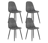 Home Collective 4 chaises rembourrées pour Salle à Manger, 4 pièces, Gris avec Pieds Noirs