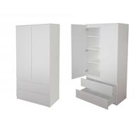 Home Collective Armoire Blanche 180 cm Hauteur 90 cm Largeur avec 2 tiroirs, 3 étagères et Tringle à vêtements Organisateur d'armoire Domestique en Bois MDF Extensible jusqu'à 235 cm de Hauteur