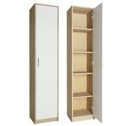 Home Collective Armoire de Rangement 5 Niveaux Finition Aspect Bois - Meuble classeur avec Porte, poignées polymère, 39 cm Largeur, Style Sonoma Blanc - Chambre, Couloir, Bureau