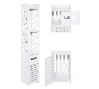 Home Collective Armoire de salle de bain, haute, peu encombrante, étroite, 20 x 20 x 120 cm, avec 5 étagères spacieuses, compartiment à papier, armoire pour salle de bain, blanc