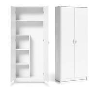 Home Collective Armoire Multi-usages Blanche 74 cm L x 180 cm H avec étagères et Compartiment supplémentaire, Rangement Pratique en MDF pour Maison ou Bureau