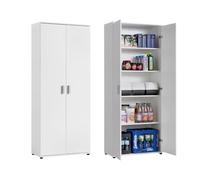 Home Collective Armoire multi-usages de 75 cm de large avec 2 portes, 4 étagères - Armoire polyvalente pour provisions, fournitures de nettoyage, dossiers, ménage, couloir, bureau, cave, 75x35x184cm