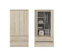 Home Collective Sonoma - Armoire - 180 cm de hauteur et 90 cm de largeur - Avec 2 tiroirs, 3 étagères et tringle à vêtements - Armoire en bois - Pour chambre à coucher, couloir, cave, bureau