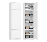 Home Collective Armoire, penderie Blanche multifonctionnelle pour Chambre, entrée ou Bureau, avec rehausse 2 Portes et 5 étagères