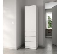 Home Collective Armoire - Penderie multifonction | Grand espace de rangement avec 3 tiroirs et 2 étagères | Armoire haute pour chambre, couloir et bureau | Meuble organiseur | 50 x 181 x 41 cm | Blanc