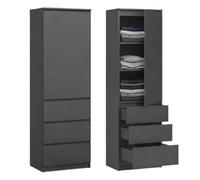 Home Collective Armoire Polyvalente avec 3 étagères et 3 tiroirs | Meuble Compact et Fonctionnel pour Chambre, Couloir ou Bureau | 40x50x180 cm (LxPxH) | Anthracite