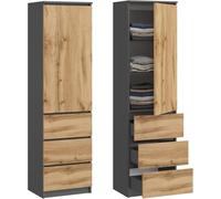 Home Collective Armoire Polyvalente avec 3 étagères et 3 tiroirs | Meuble Compact et Fonctionnel pour Chambre, Couloir ou Bureau | 40x50x180 cm (LxPxH) | Chêne Anthracite