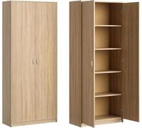 Home Collective Armoire Polyvalente avec 5 Compartiments et 2 Portes, 74x35x180 cm - Rangement Pratique pour Bureau, entrée, Cuisine ou buanderie - Stable, Facile d’Entretien | Sonoma