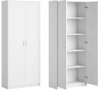 Home Collective Armoire Polyvalente avec 5 Compartiments et 2 Portes, 74x35x180 cm - Rangement Pratique pour Bureau, entrée, Cuisine ou buanderie - Stable, Facile d’Entretien | Blanc