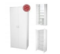 Home Collective Armoire Polyvalente Blanche 74 cm L x 180 cm H avec 4 étagères et Portes à Fermeture Douce, Rangement Pratique en MDF pour Maison ou Bureau