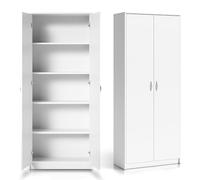 Home Collective Armoire Polyvalente Blanche 74 cm L x 180 cm H avec 4 étagères, Rangement Pratique en MDF pour Maison ou Bureau