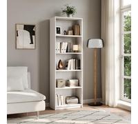 Home Collective Bibliothèque, étagère à dossiers, étagère sur Pied, séparateur de pièce, Blanc avec 5 Compartiments Ouverts en Bois MDF Largeur 60 cm