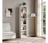 Home Collective Bibliothèque, étagère à dossiers, étagère sur Pied, séparateur de pièce, Blanc avec 5 Compartiments Ouverts en Bois MDF Largeur 40 cm