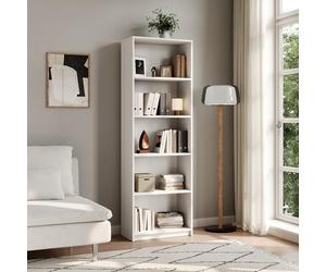 Home Collective Bibliothèque, étagère à dossiers, étagère sur Pied, séparateur de pièce, Blanc avec 5 Compartiments Ouverts en Bois MDF Largeur 60 cm