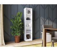 Home Collective Bibliothèque Étagère à dossiers Étagère sur Pied Séparation de pièce Blanche avec 5 Compartiments Ouverts en Bois MDF | Largeur 40 cm