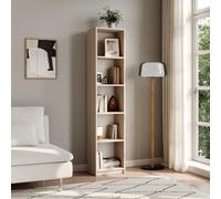 Home Collective Bibliothèque, étagère à dossiers, séparateur de pièce, Sonoma Naturel avec 5 Compartiments Ouverts en Bois MDF Largeur 40 cm