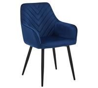 Home Collective Chaise de salle à manger, cuisine, rembourrée, avec accoudoirs, pour salle à manger, cuisine, coiffeuse - Avec accoudoirs et pieds en métal - Charge maximale : 110 kg - Bleu marine