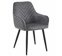 Home Collective Chaise de salle à manger, cuisine, rembourrée, avec accoudoirs, pour salle à manger, cuisine, coiffeuse - Avec accoudoirs et pieds en métal - Charge maximale : 110 kg - Gris foncé