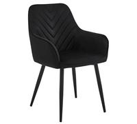 Home Collective Chaise de salle à manger, cuisine, rembourrée, avec accoudoirs, pour salle à manger, cuisine, coiffeuse - Avec accoudoirs et pieds en métal - Charge maximale : 110 kg - Noire