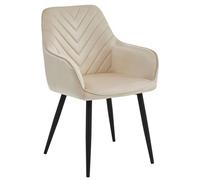 Home Collective Chaise de salle à manger, cuisine, rembourrée, avec accoudoirs, pour salle à manger, cuisine, coiffeuse - Avec accoudoirs et pieds en métal - Charge maximale : 110 kg - Beige