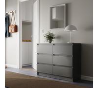 Home Collective Commode 100 cm de large avec 6 tiroirs - En bois anthracite - Avec tiroirs - Buffet haut - Pour chambre à coucher, salon, couloir, bureau - Largeur : 100 cm - Hauteur : 78 cm