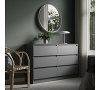Home Collective Commode 120 cm de large avec 6 tiroirs - En bois anthracite - Avec tiroirs - Buffet haut - Pour chambre à coucher, salon, couloir, bureau - Largeur : 120 cm - Hauteur : 78 cm