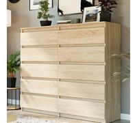 Home Collective Commode à 10 tiroirs - En bois - Commode avec tiroirs - Buffet haut - Pour chambre à coucher, salon, couloir, bureau - Organiseur - 158 x 40 x 120 cm - Sonoma