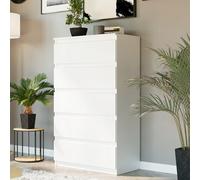 Home Collective Commode à 5 tiroirs - En bois - Commode avec tiroirs - Buffet haut - Pour chambre à coucher, salon, couloir, bureau - Organiseur - 70 x 40 x 121 cm - Blanc